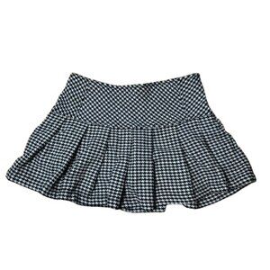 Cherokee Black & White Houndstooth Pleated Mini Skirt Size Large 10/12 Skort